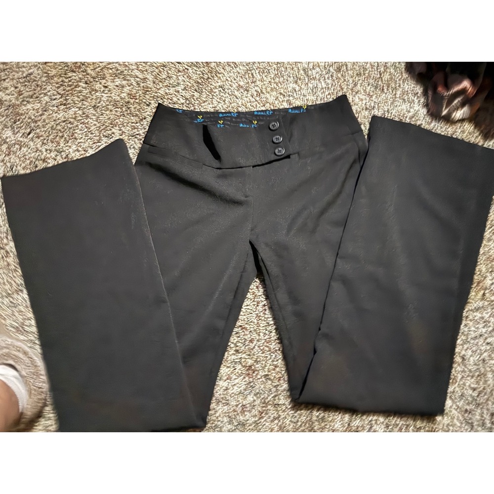 Mudd Womens Black Flare Dress Pants Wide Waistband Y2K Career Trousers Size 7